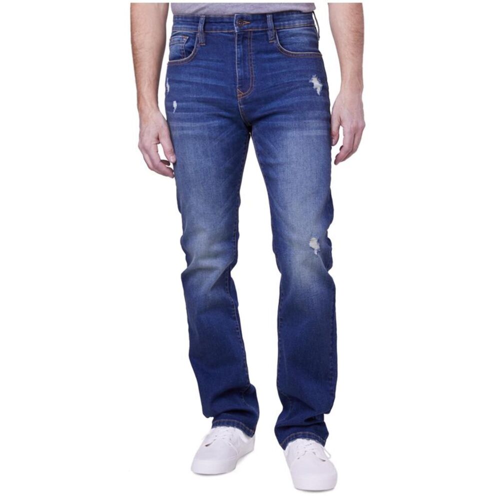 LAZER Mens Distressed Regular Straight Leg Jeans, Blue, 32W x 34L, DM